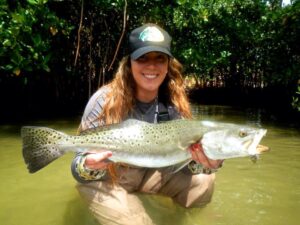Yissel with her personal best Indian Lagoon trout
