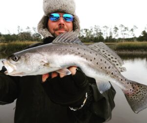 Capt Richie Lott with a Georgia winter time Speckled Trout with #georgiasportfis…