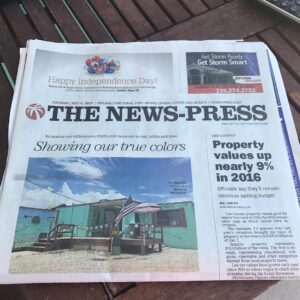 We made the front page of the Fort Myers News Press, yesterday!!
            …