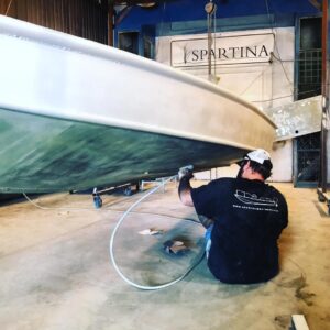 Some final prep before the shoot on this  17′ skiff.             …