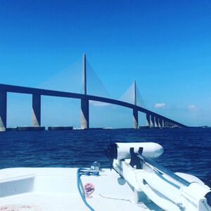 Skiff life!!! First time crossing under skyway!!!