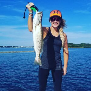 Cindy Jo with a monster 24″ Gator Trout