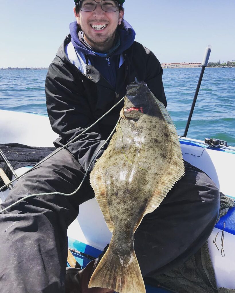 Look at the stoke on  face! He hopped on the Ol’ skiff at 4 am, and told me how