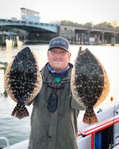 Pierre laying the smack down on two early season WB flounder (18”and 20”)