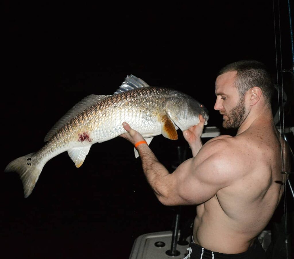 Tool bag Tuesday sweet redfish that seemed to have escaped the jaws of a porpoi
