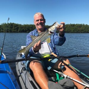 A small snook on a M4 -21 Mirror lure in the mangrove back country of Tampa Bay.