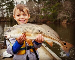 Littleman got to go 100% solo on his first redfish.