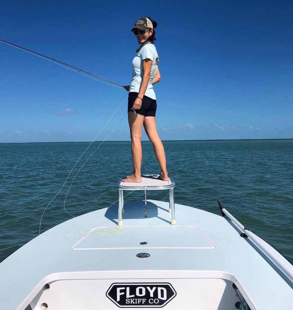 The boss’s wife getting some time on the bow..
