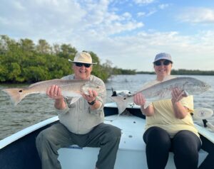 Redfish and snook were chewing good this morning ahead of the cold front! Larry