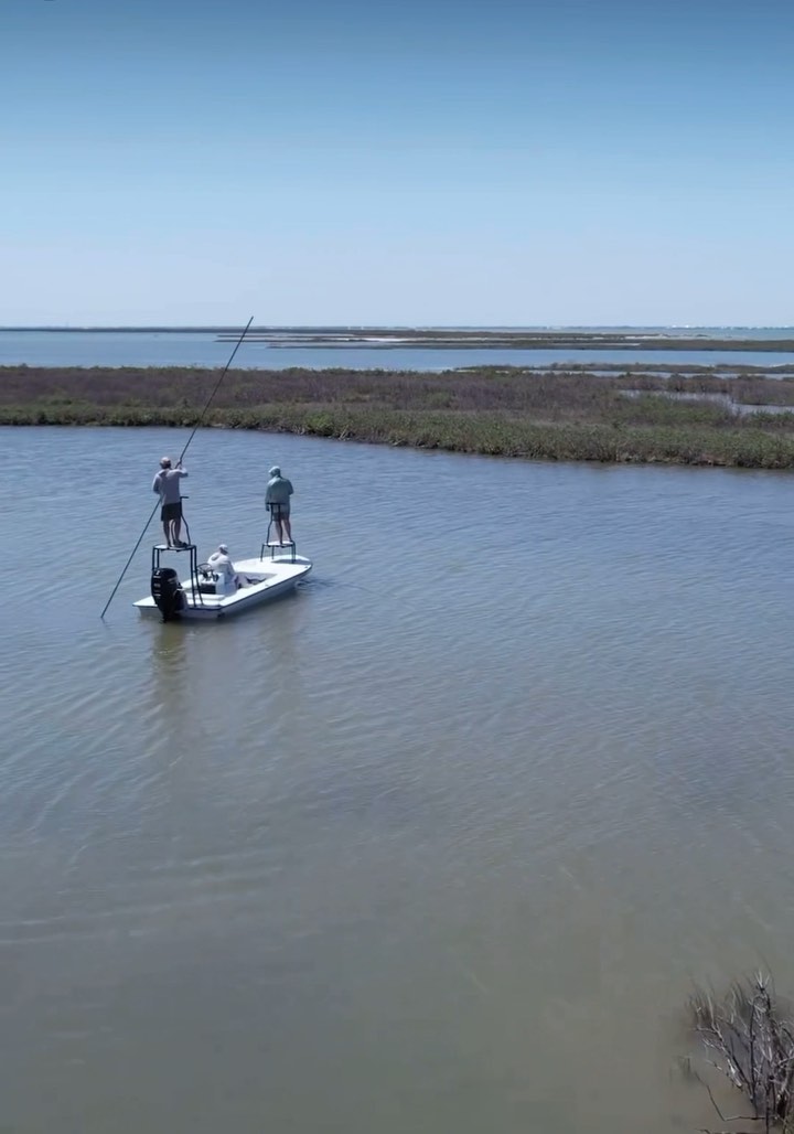 Poling around the Texas flats on his Black Duck Skiff looking for some redfish!