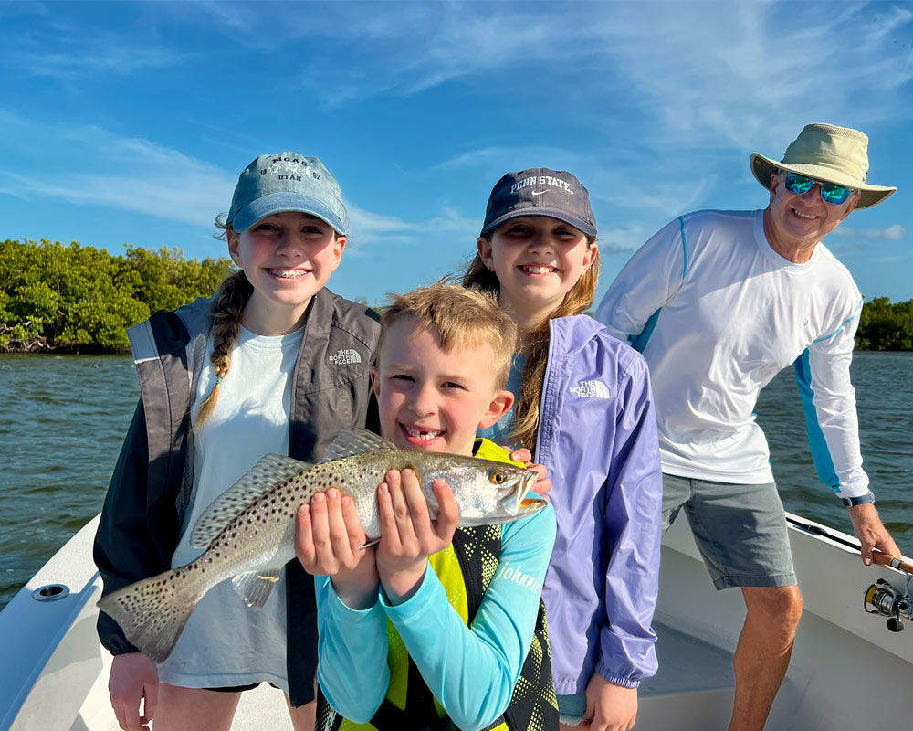 family fishing in Naples