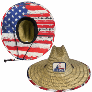 Angler wearing a straw fishing hat under bright sun