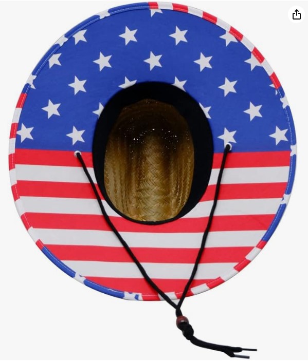 DAG Gear Budget Patriotic Straw Hat with Glossy Flag Print Brim