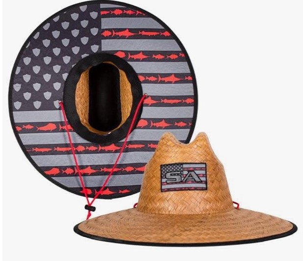SA Company Straw Hat with American Flag Under Brim, No Water Repellency